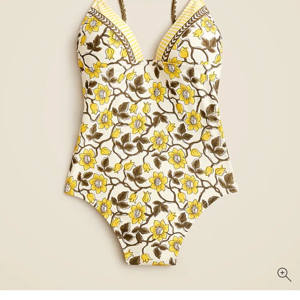 J. Crew Strappy one-piece swimsuit in daffodil daze block print